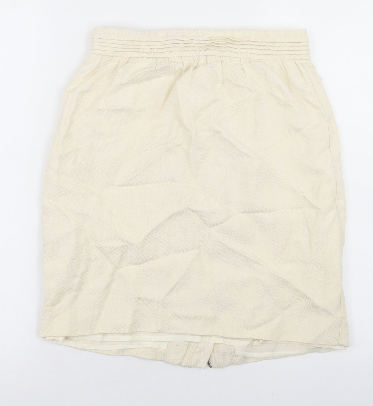 Adam Womens Ivory  Linen Straight & Pencil Skirt Size 10   Zip