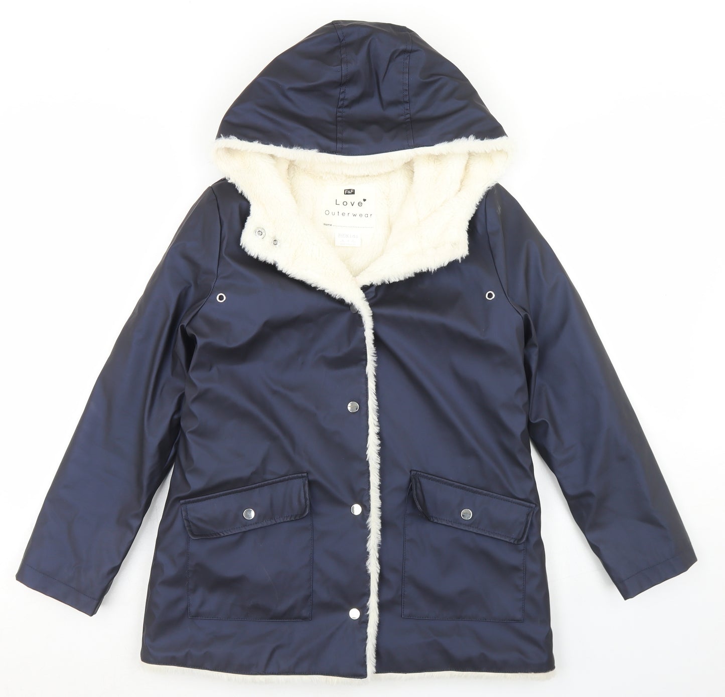 F&F Girls Blue   Jacket  Size 9-10 Years  Snap