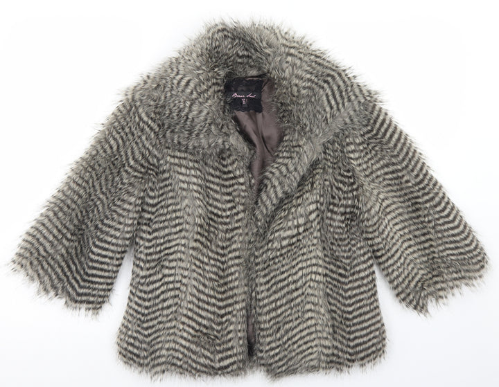 Brave Soul Womens Beige Striped Jacket Size 8