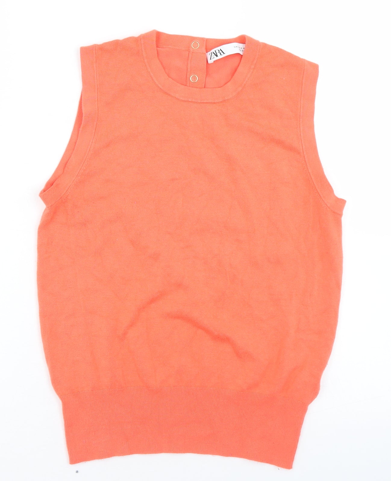 Zara Womens Orange Round Neck  Viscose Vest Jumper Size S