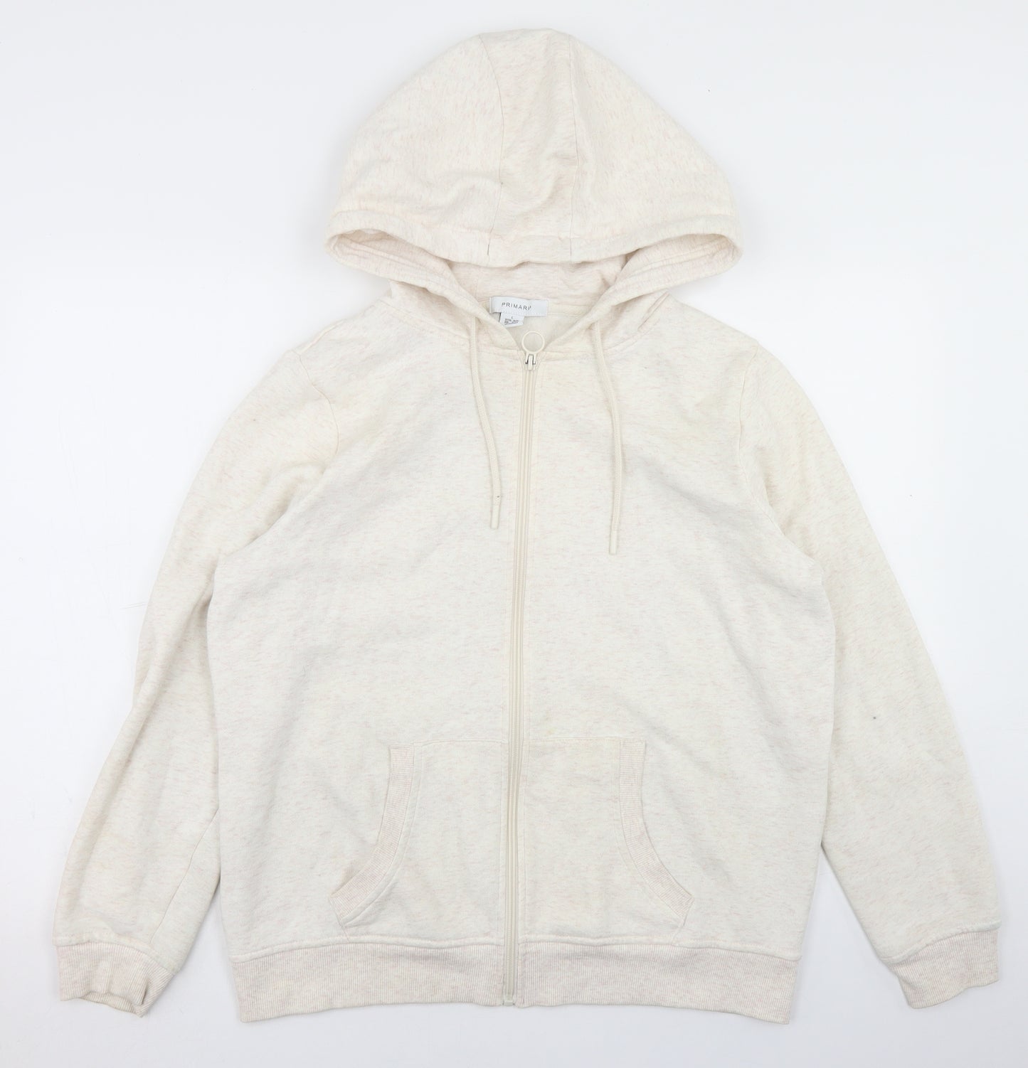 Primark Womens Beige  Cotton Full Zip Hoodie Size 14  Zip