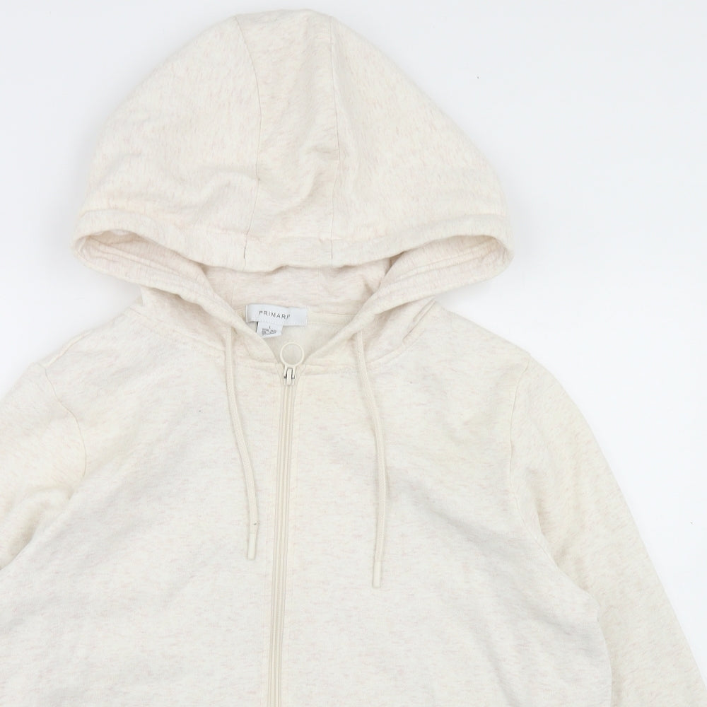 Primark Womens Beige  Cotton Full Zip Hoodie Size 14  Zip