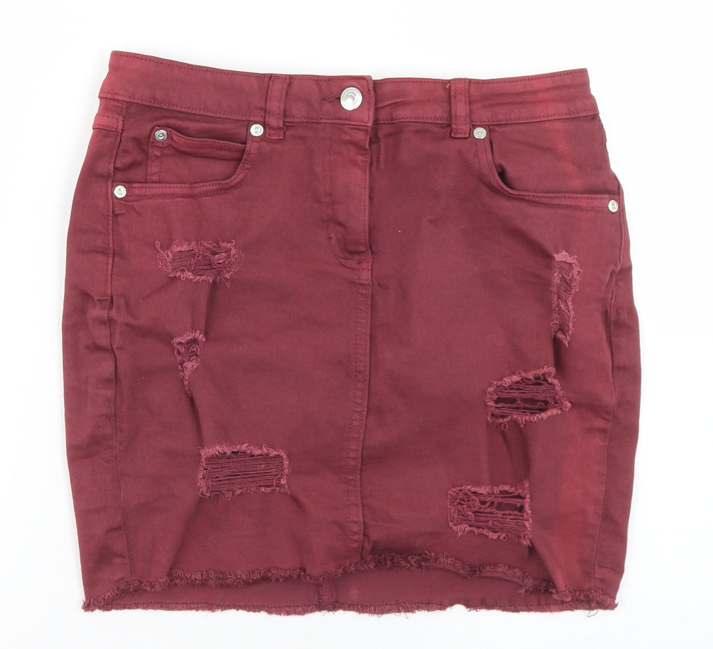 Parisian Womens Purple  Cotton A-Line Skirt Size 8   Button - Distressed