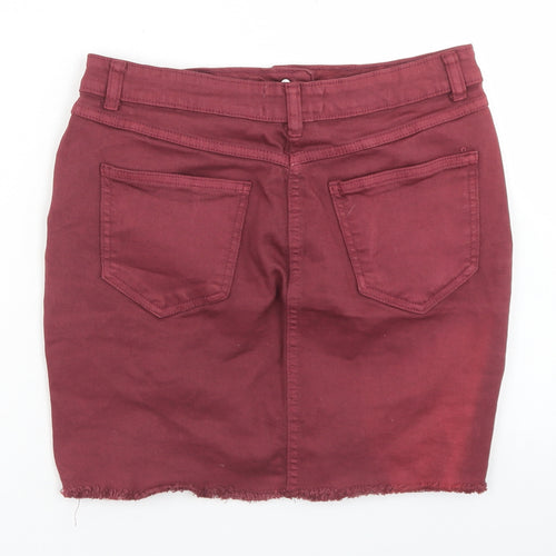 Parisian Womens Purple  Cotton A-Line Skirt Size 8   Button - Distressed