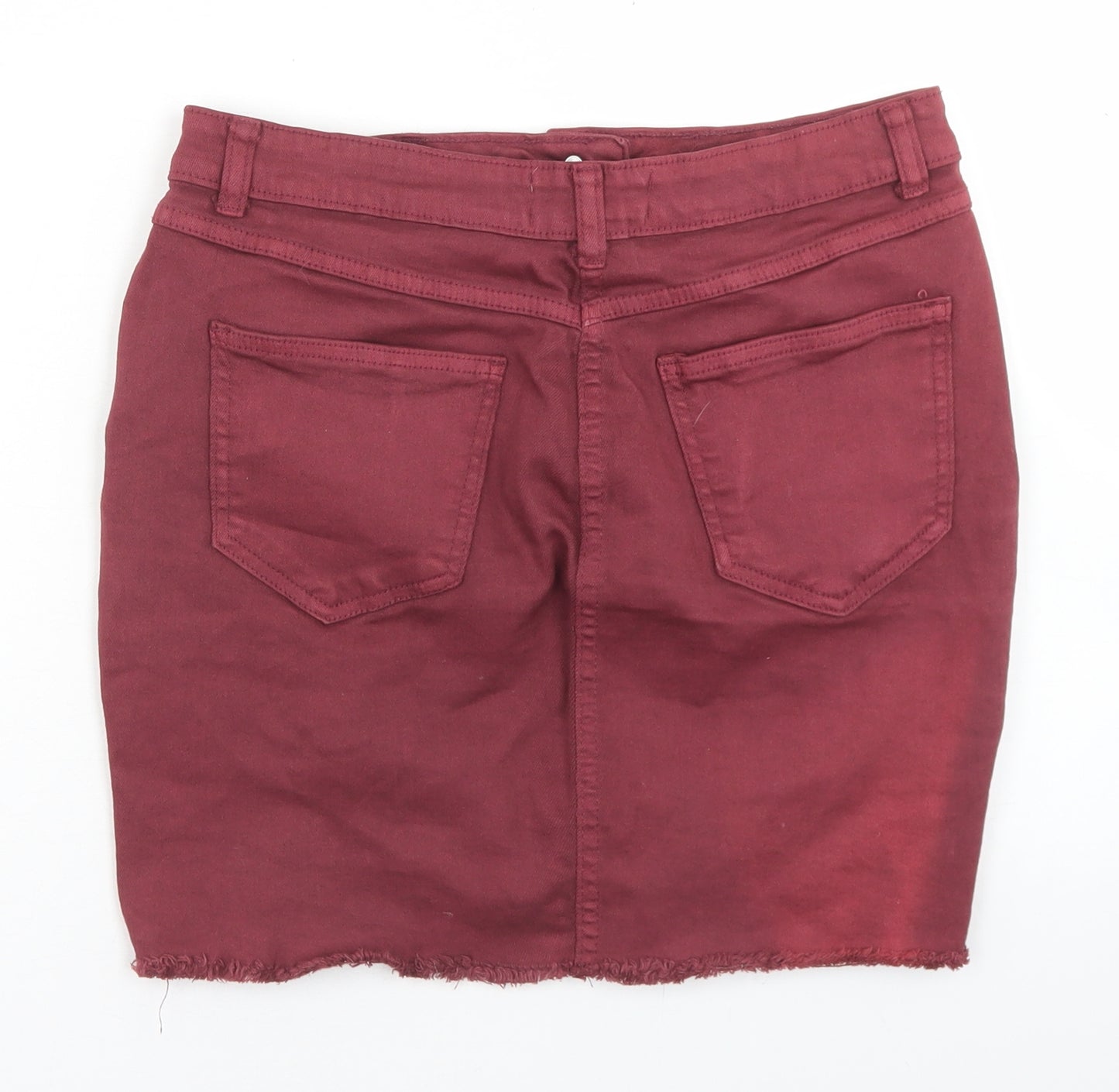 Parisian Womens Purple  Cotton A-Line Skirt Size 8   Button - Distressed