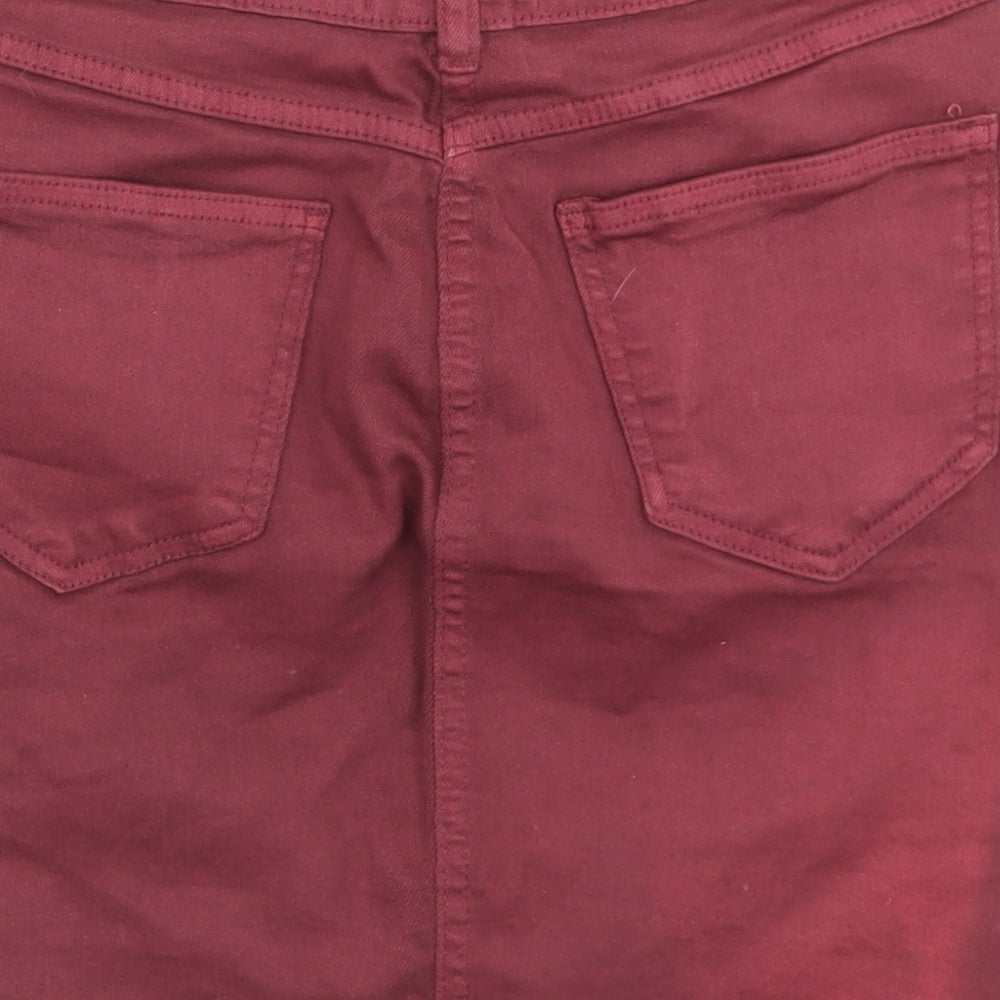 Parisian Womens Purple  Cotton A-Line Skirt Size 8   Button - Distressed