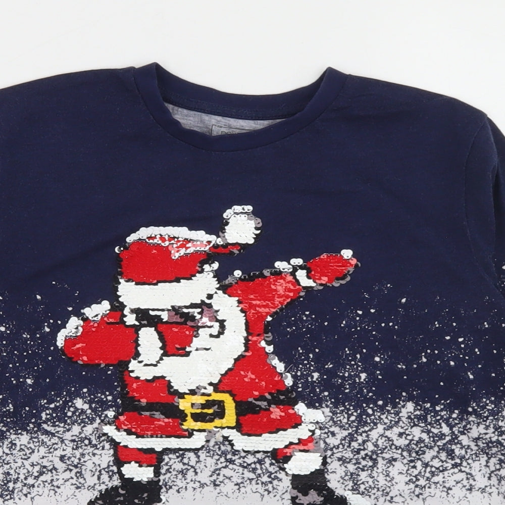 NEXT Boys Multicoloured  Cotton Basic T-Shirt Size 9 Years Crew Neck  - Santa