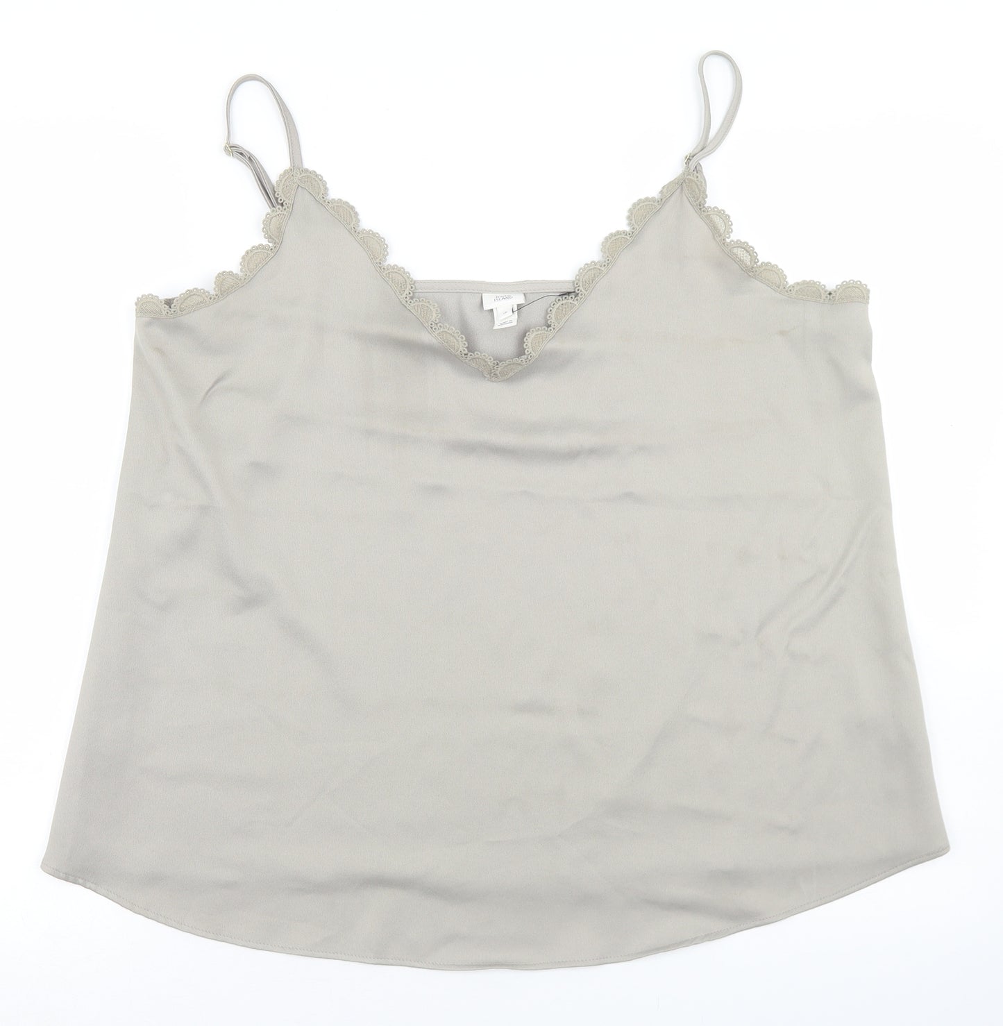 River Island Womens Grey  Polyester Camisole Blouse Size 16 V-Neck