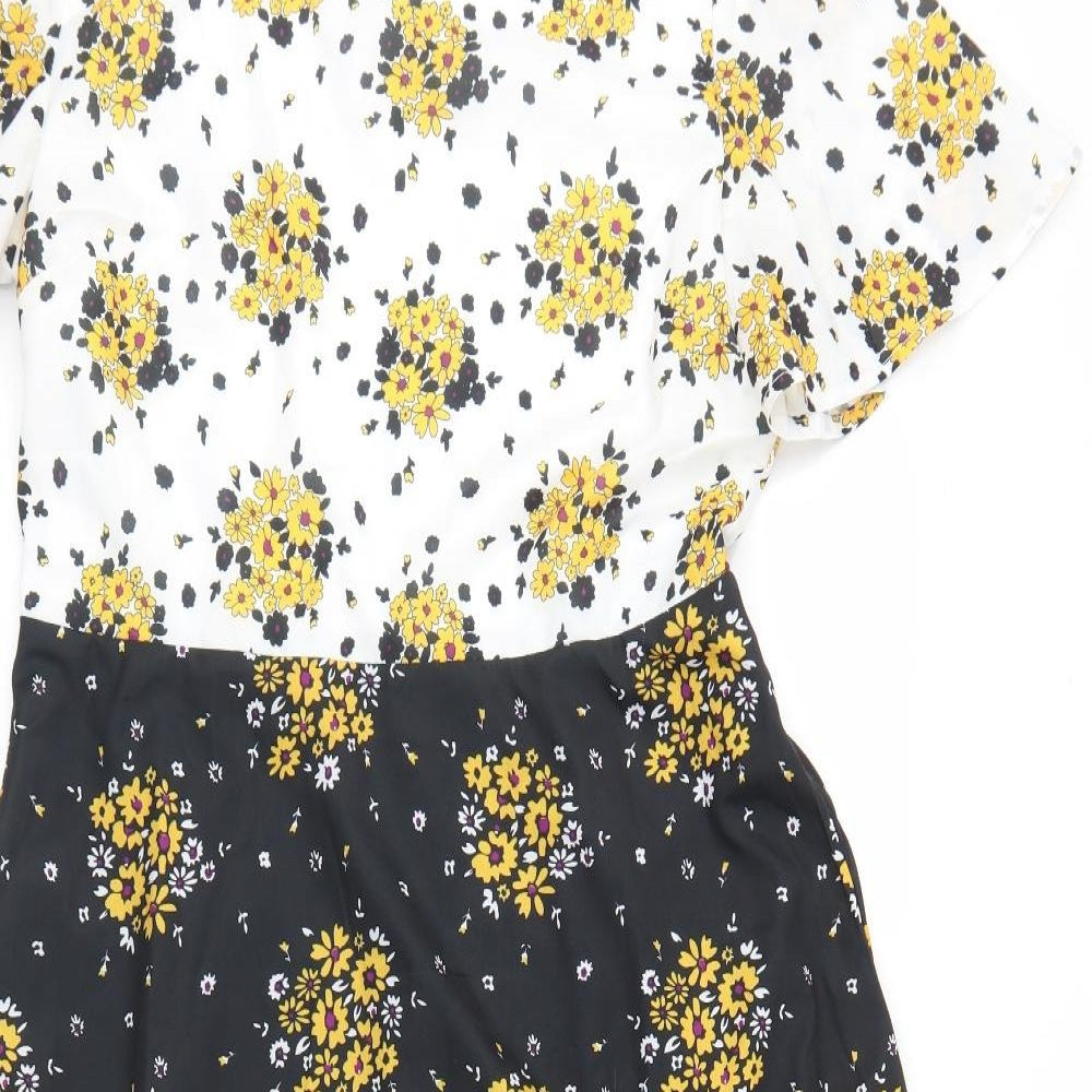 Marc Angelo Womens Multicoloured Floral Polyester Skater Dress  Size 12  Round Neck Zip