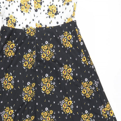 Marc Angelo Womens Multicoloured Floral Polyester Skater Dress  Size 12  Round Neck Zip