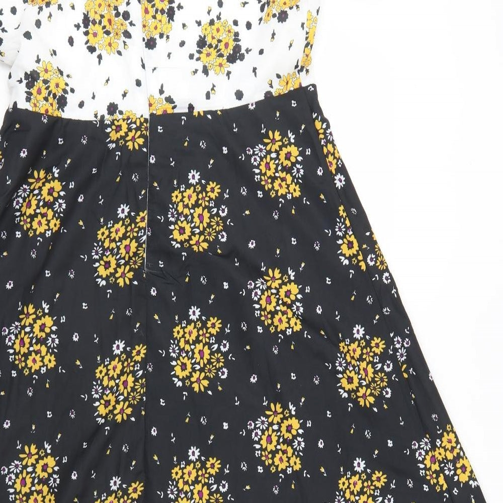 Marc Angelo Womens Multicoloured Floral Polyester Skater Dress  Size 12  Round Neck Zip