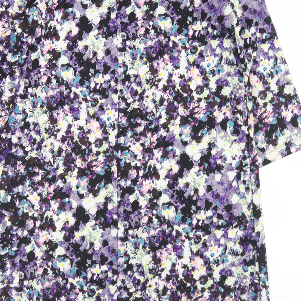 H&M Womens Purple Floral Polyester A-Line  Size M  Round Neck Zip