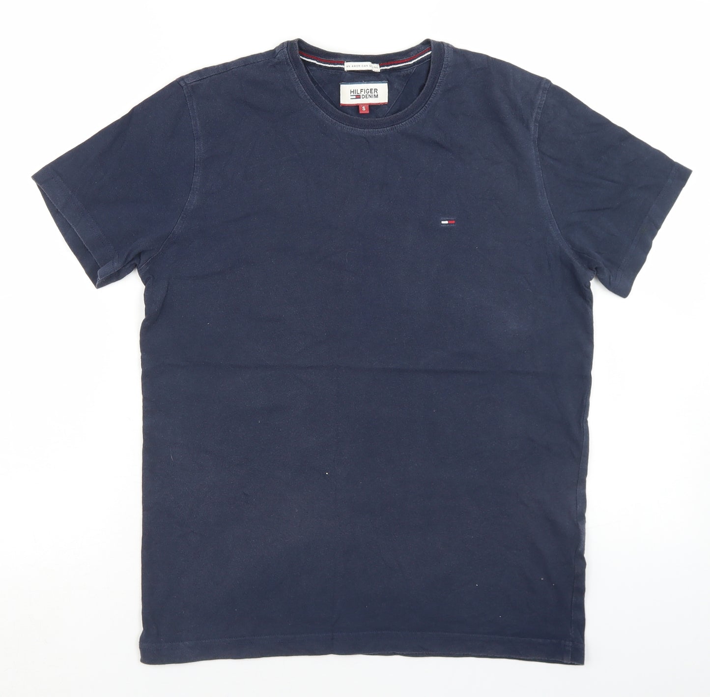 Hilfiger Denim Mens Blue  Cotton  T-Shirt Size S Crew Neck