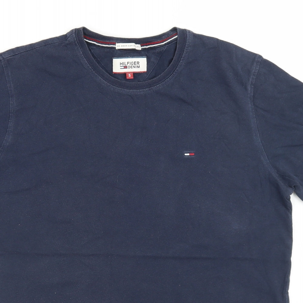 Hilfiger Denim Mens Blue  Cotton  T-Shirt Size S Crew Neck