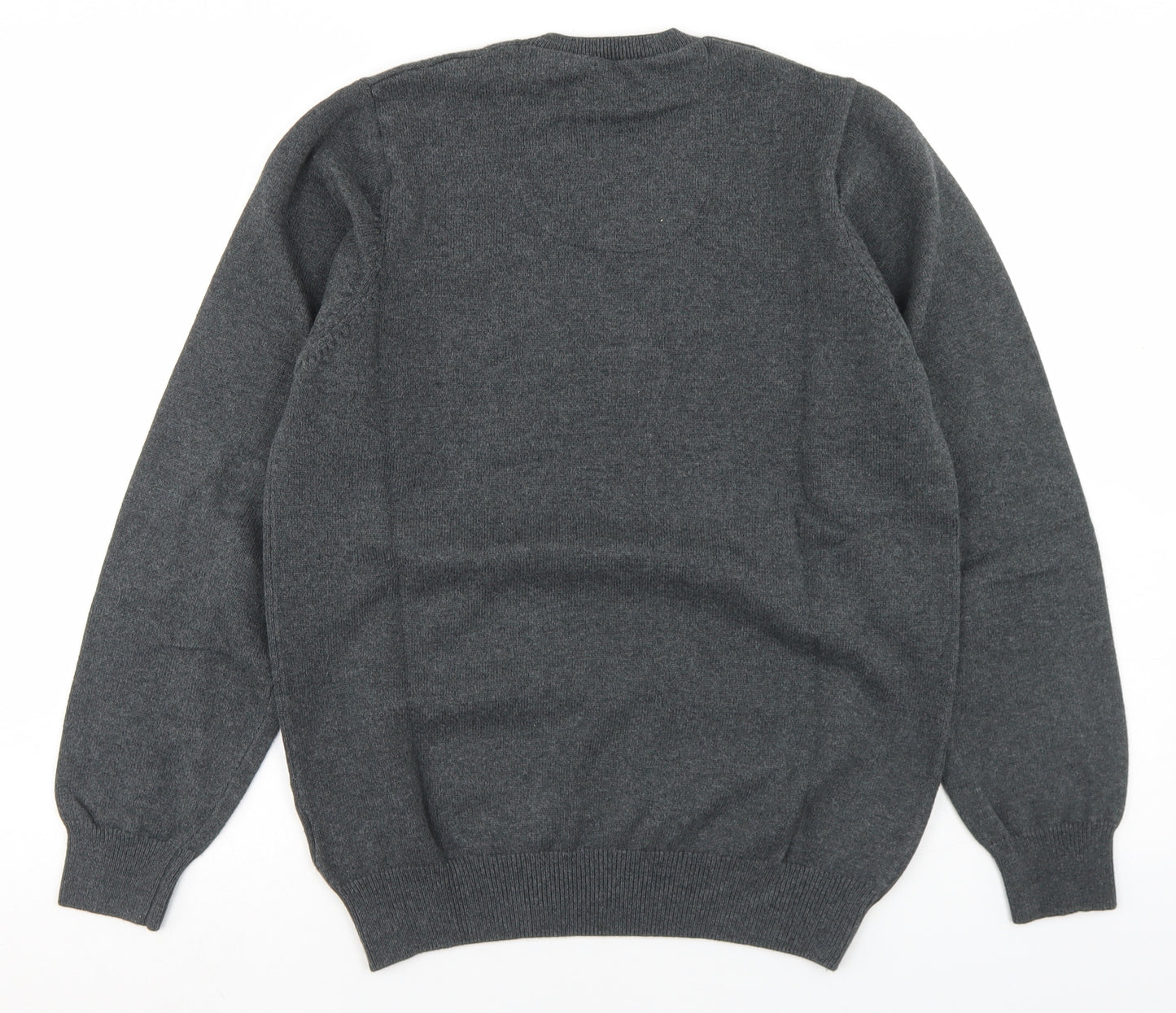 Marks and Spencer Mens Grey V-Neck  Cotton Pullover Jumper Size M