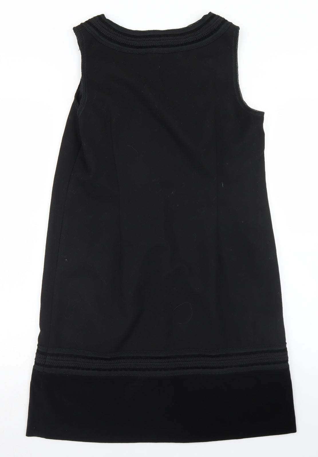 Monsoon Womens Black  Wool Sheath  Size 14  Round Neck Zip