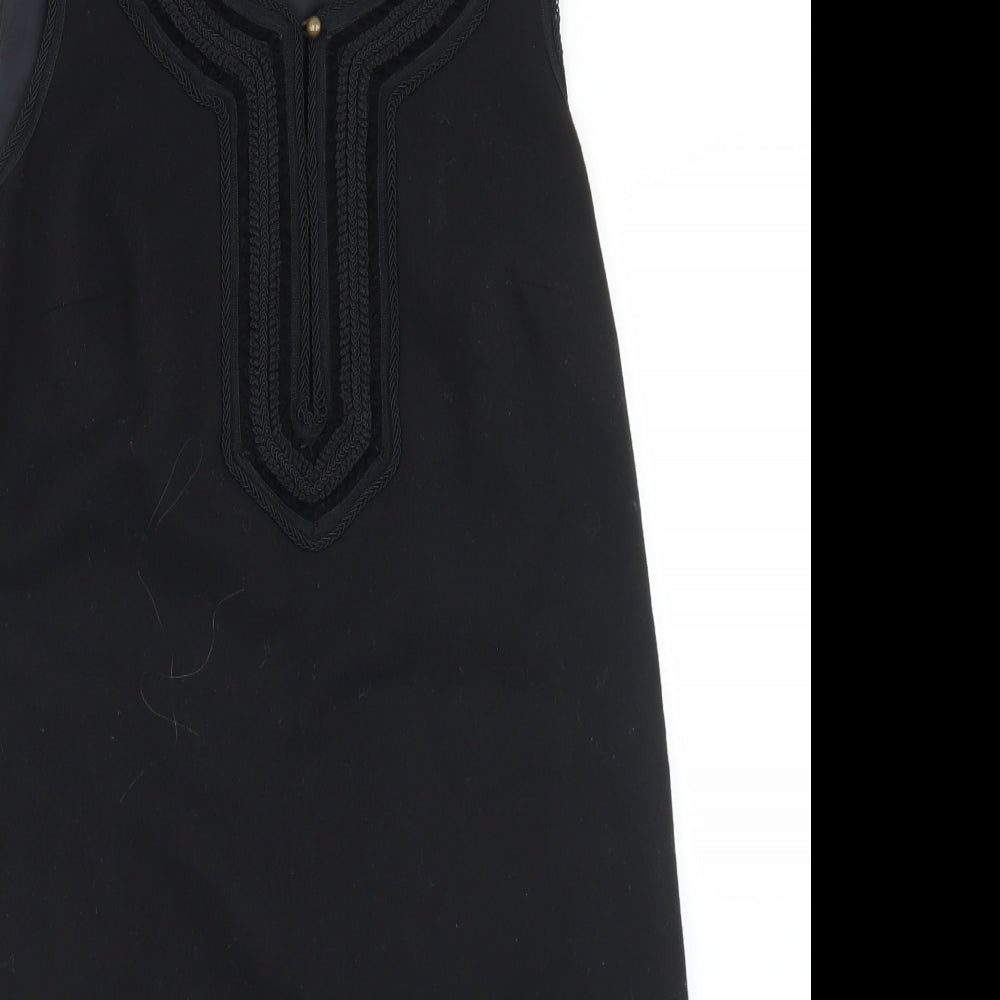 Monsoon Womens Black  Wool Sheath  Size 14  Round Neck Zip