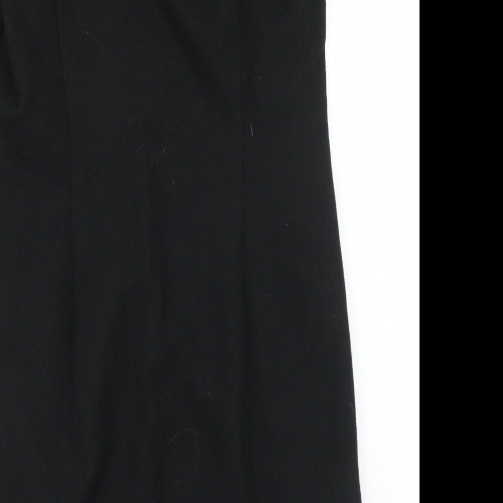 Monsoon Womens Black  Wool Sheath  Size 14  Round Neck Zip