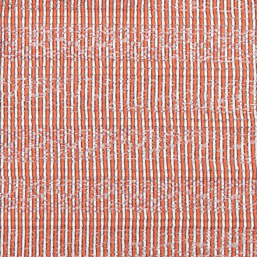 Marks and Spencer Womens Orange Striped Polyester Basic T-Shirt Size 12 Round Neck