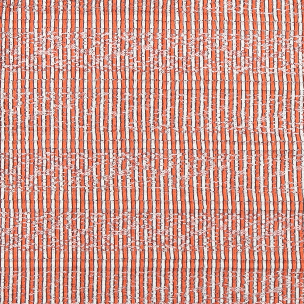 Marks and Spencer Womens Orange Striped Polyester Basic T-Shirt Size 12 Round Neck