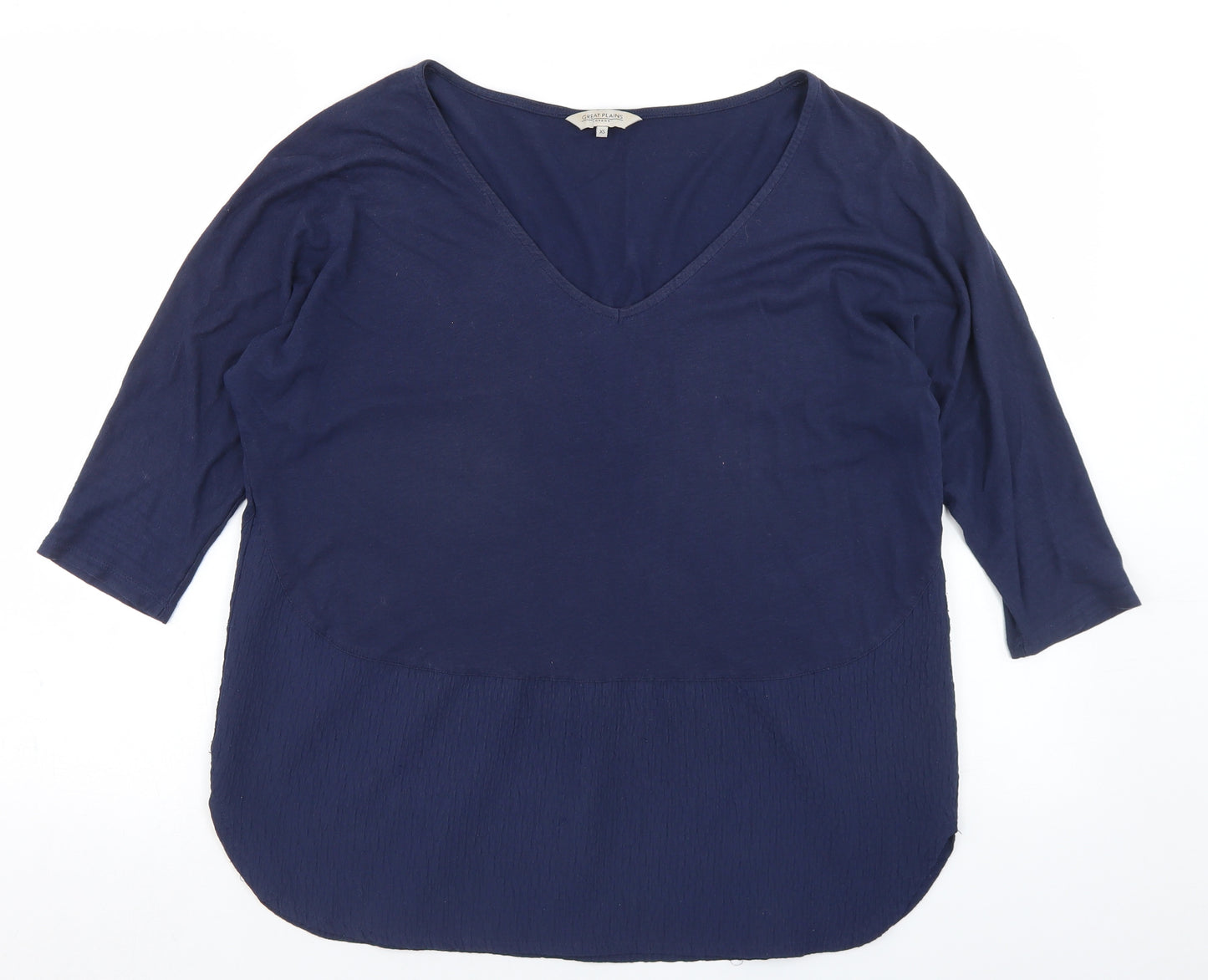 Great Plains Womens Blue  Cotton Basic Blouse Size XS Round Neck