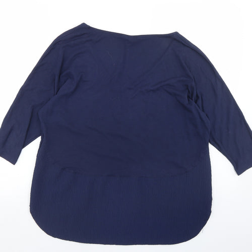 Great Plains Womens Blue  Cotton Basic Blouse Size XS Round Neck