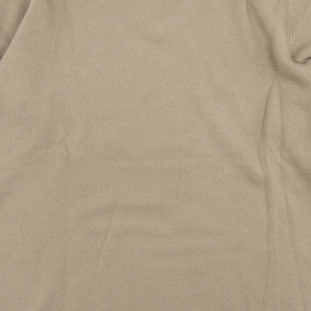 Marks and Spencer Mens Beige V-Neck  Acrylic Pullover Jumper Size M