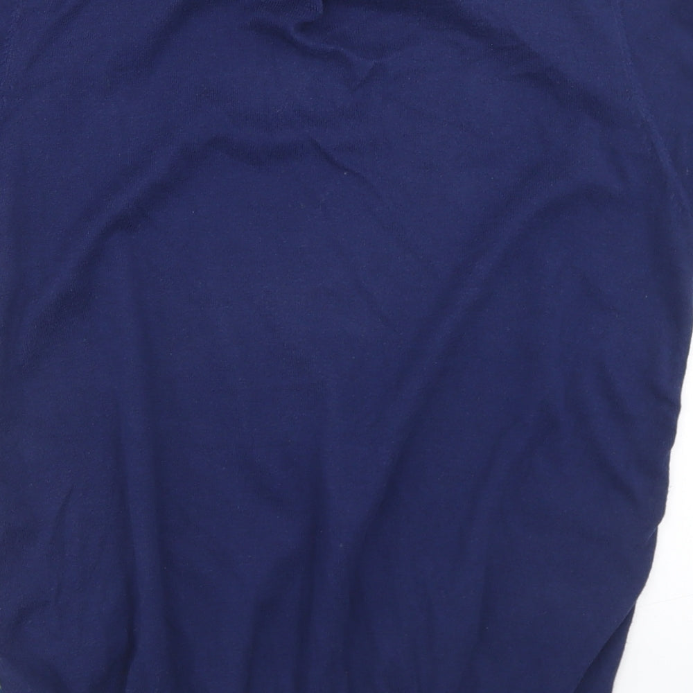 Oasis Womens Blue Floral Cotton Basic T-Shirt Size M Collared