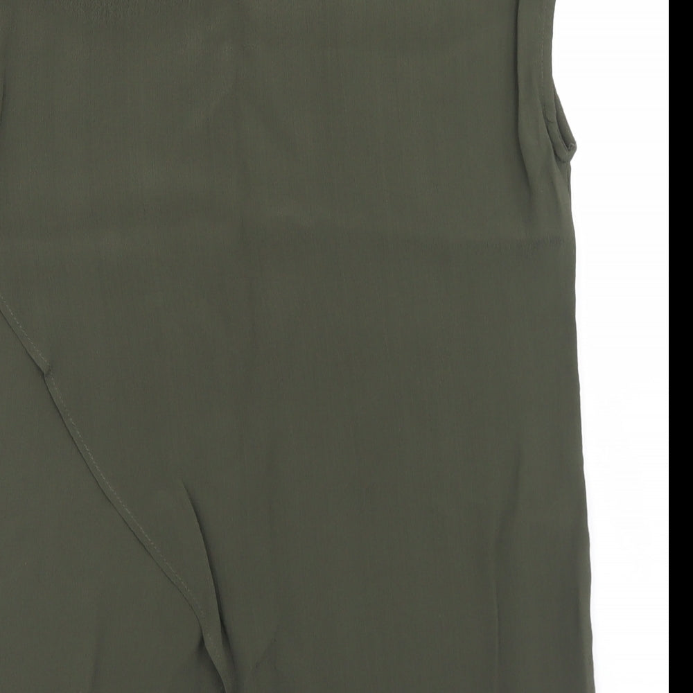 Oasis Womens Green  Viscose Basic Blouse Size 10 Round Neck