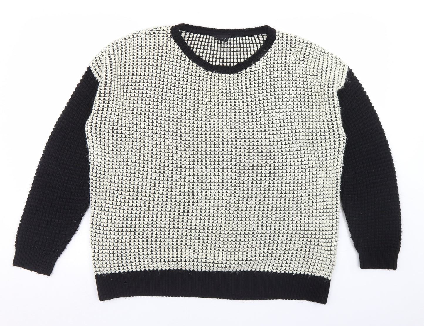 Topshop Womens Ivory Round Neck  Acrylic Pullover Jumper Size 10