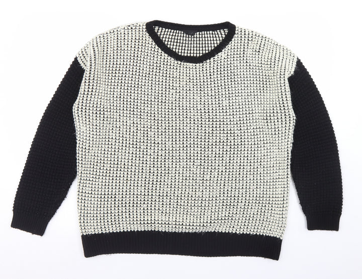 Topshop Womens Ivory Round Neck  Acrylic Pullover Jumper Size 10