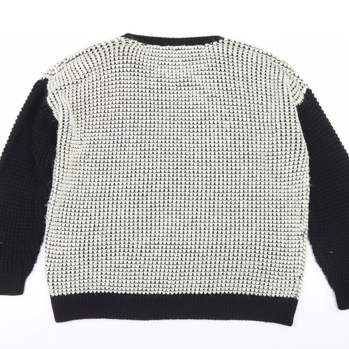 Topshop Womens Ivory Round Neck  Acrylic Pullover Jumper Size 10
