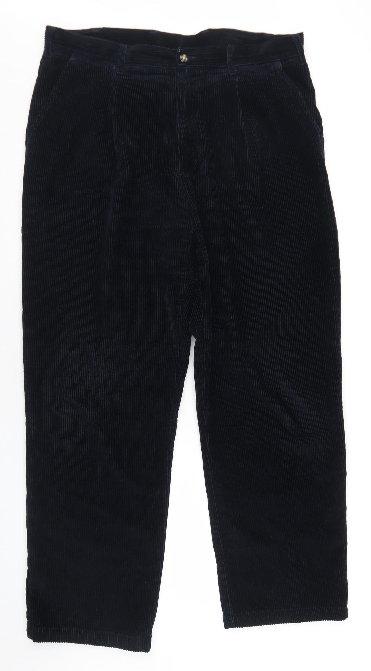 Dunnes Stores Mens Blue  Cotton Chino Trousers Size 38 in L30 in Regular Button