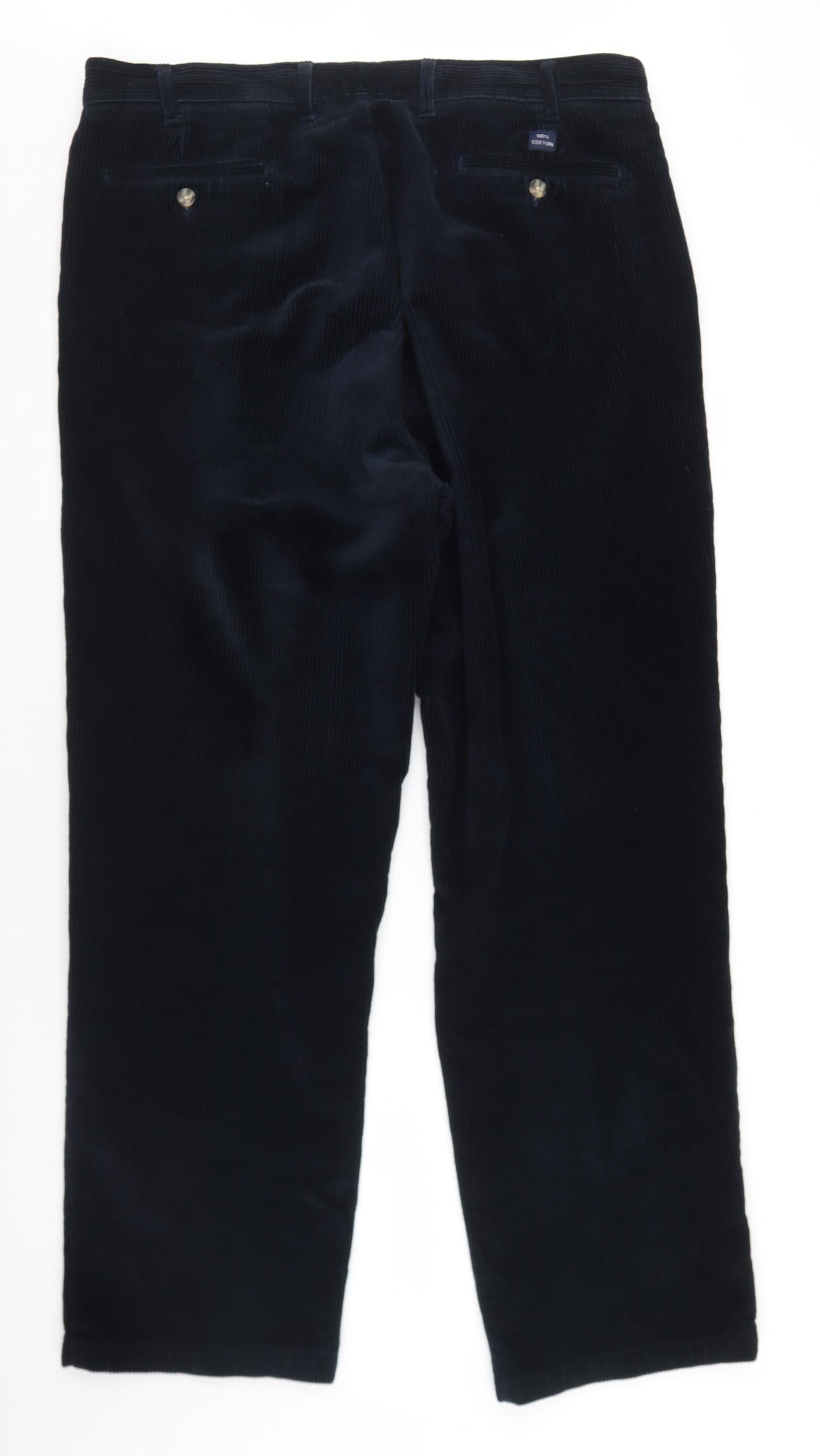 Dunnes Stores Mens Blue  Cotton Chino Trousers Size 38 in L30 in Regular Button