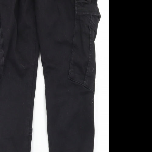 F&F Mens Black  Cotton Cargo Trousers Size 34 in L30 in Regular Drawstring