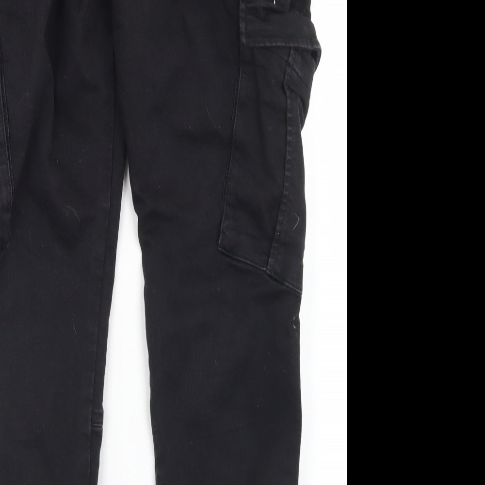 F&F Mens Black  Cotton Cargo Trousers Size 34 in L30 in Regular Drawstring