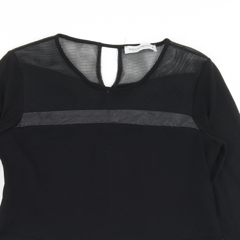 Rinascimento Womens Black  Polyester Basic T-Shirt Size M Round Neck