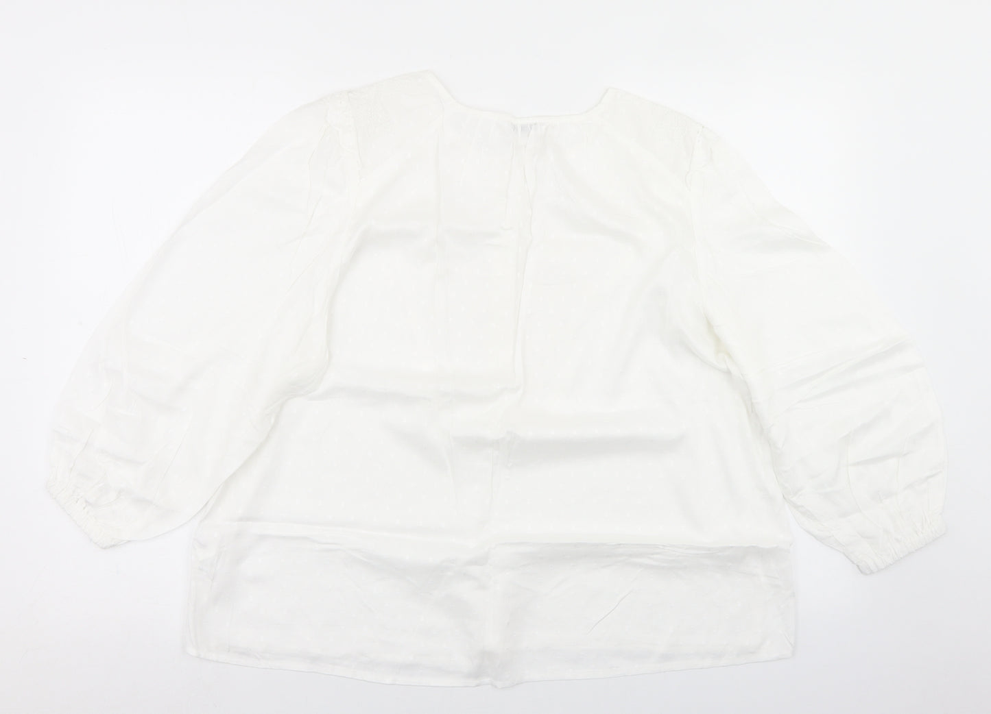 Papaya Womens White  Viscose Basic Blouse Size 14 Round Neck