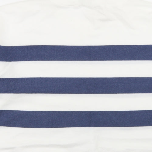 Object Womens White Crew Neck Striped Viscose Pullover Jumper Size L