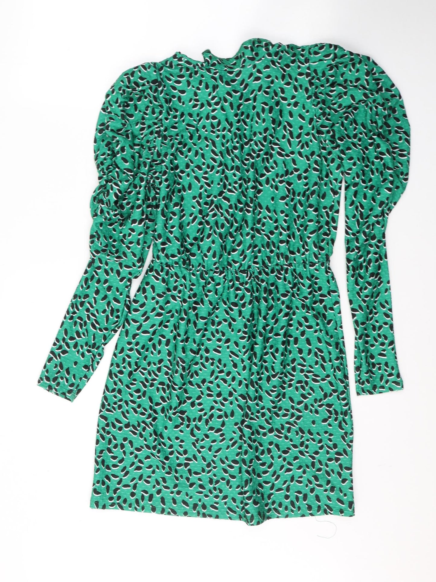 River Island Womens Green Polka Dot Polyester Fit & Flare  Size 8  Round Neck Pullover