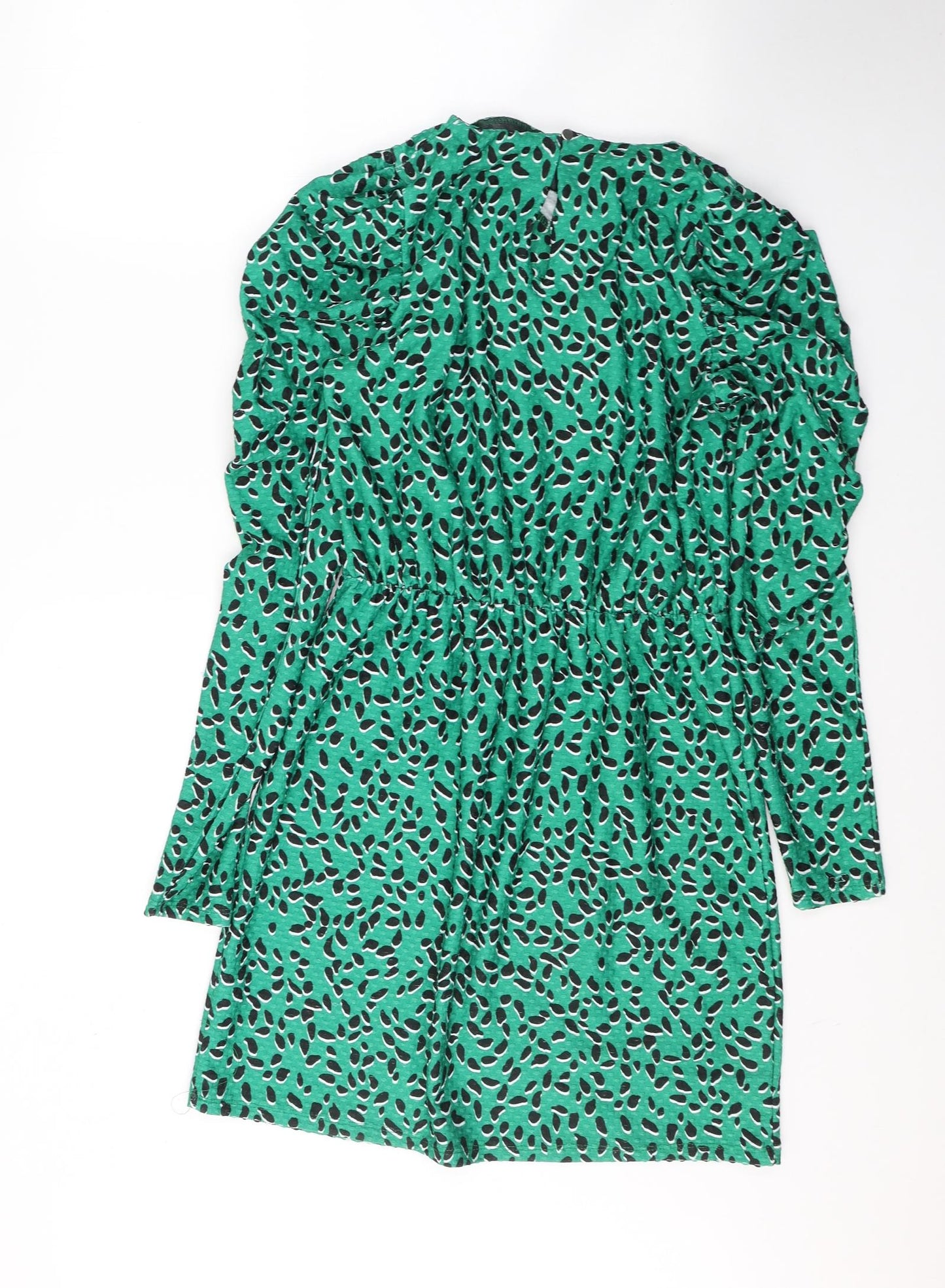 River Island Womens Green Polka Dot Polyester Fit & Flare  Size 8  Round Neck Pullover
