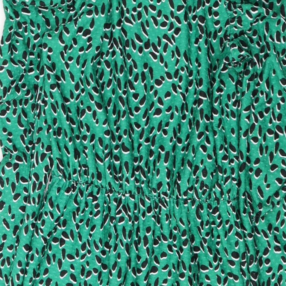 River Island Womens Green Polka Dot Polyester Fit & Flare  Size 8  Round Neck Pullover