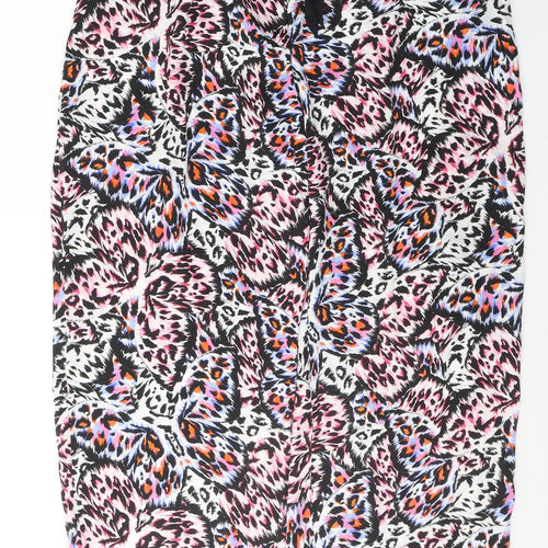 Primark Womens Multicoloured Animal Print Polyester Snow Pants Trousers Size 14 L29 in Regular Tie