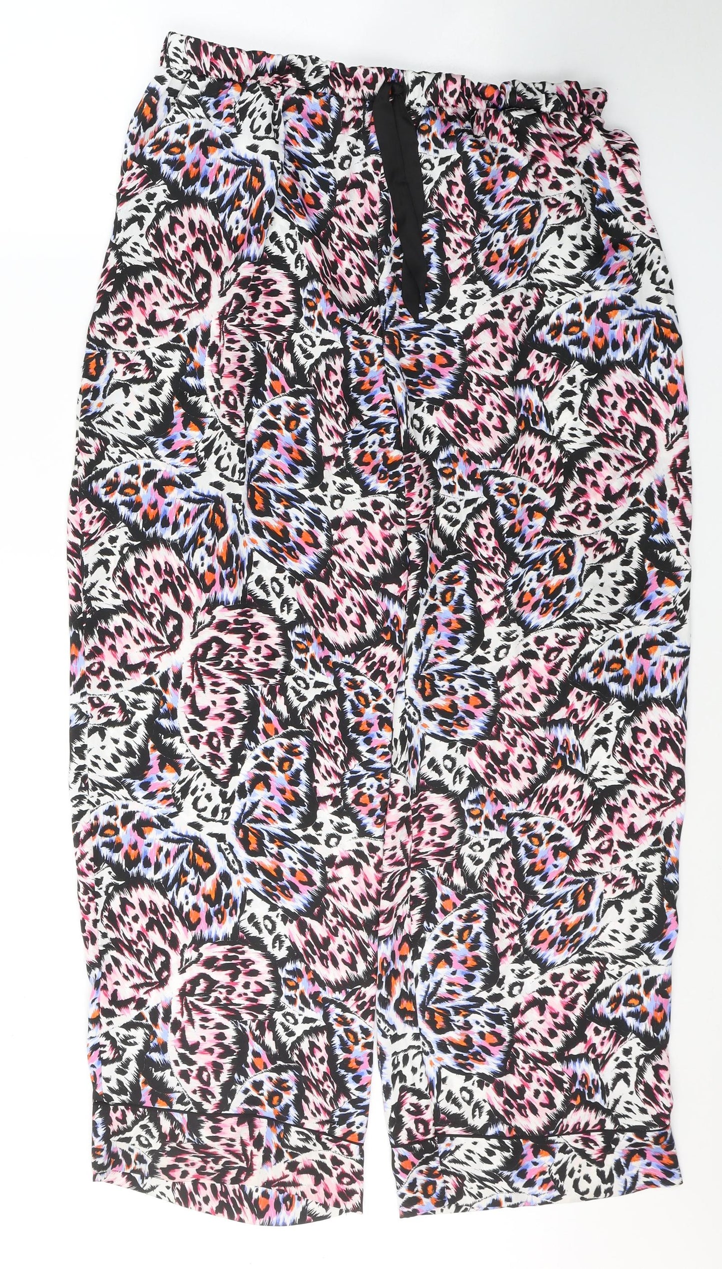 Primark Womens Multicoloured Animal Print Polyester Snow Pants Trousers Size 14 L29 in Regular Tie