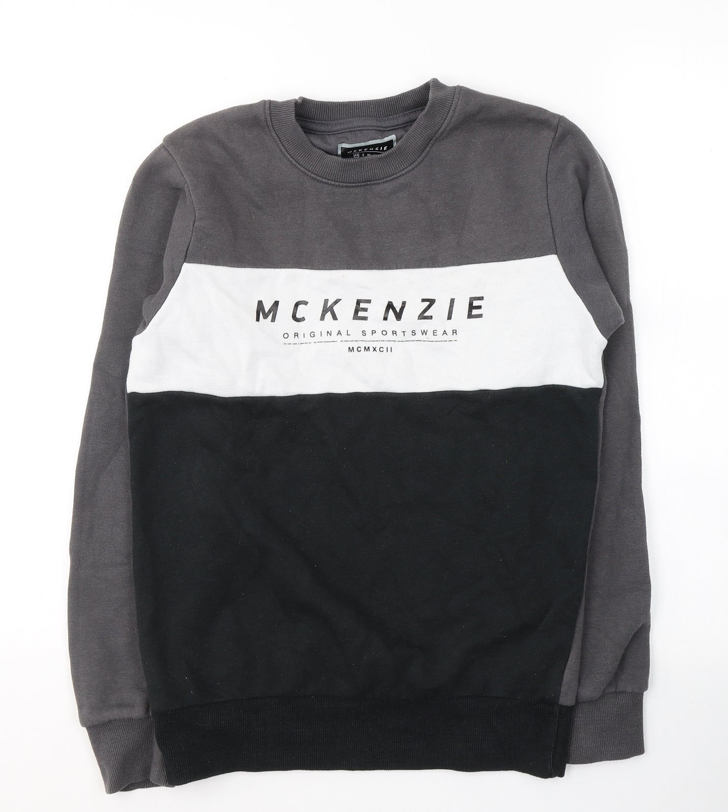 McKenzie Mens Black Striped Polyester Pullover Sweatshirt Size XS