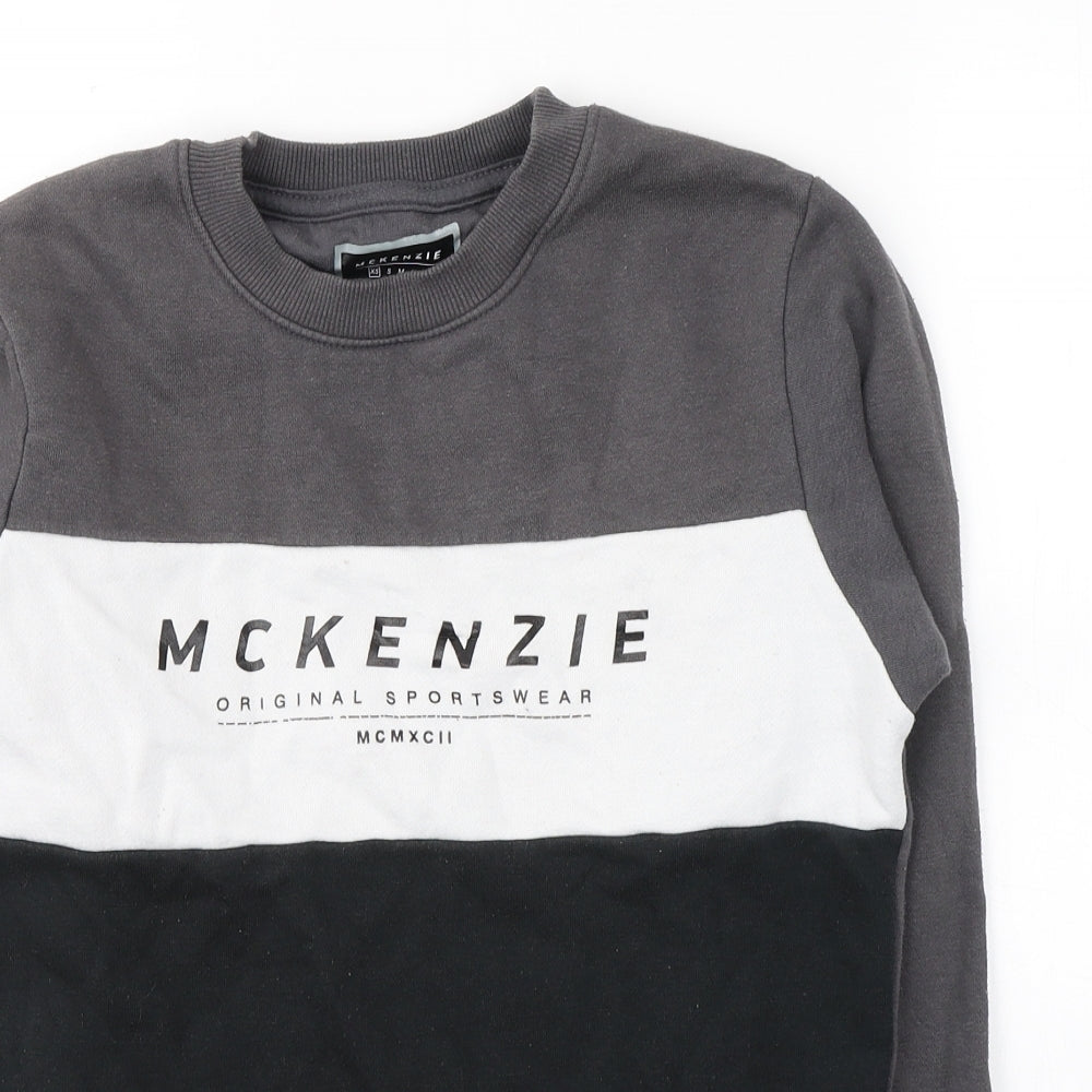 McKenzie Mens Black Striped Polyester Pullover Sweatshirt Size XS