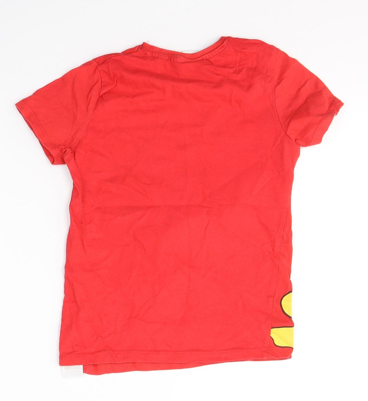 Disney Boys Red  Cotton Basic T-Shirt Size 5-6 Years Round Neck Pullover - Mickey and Friends