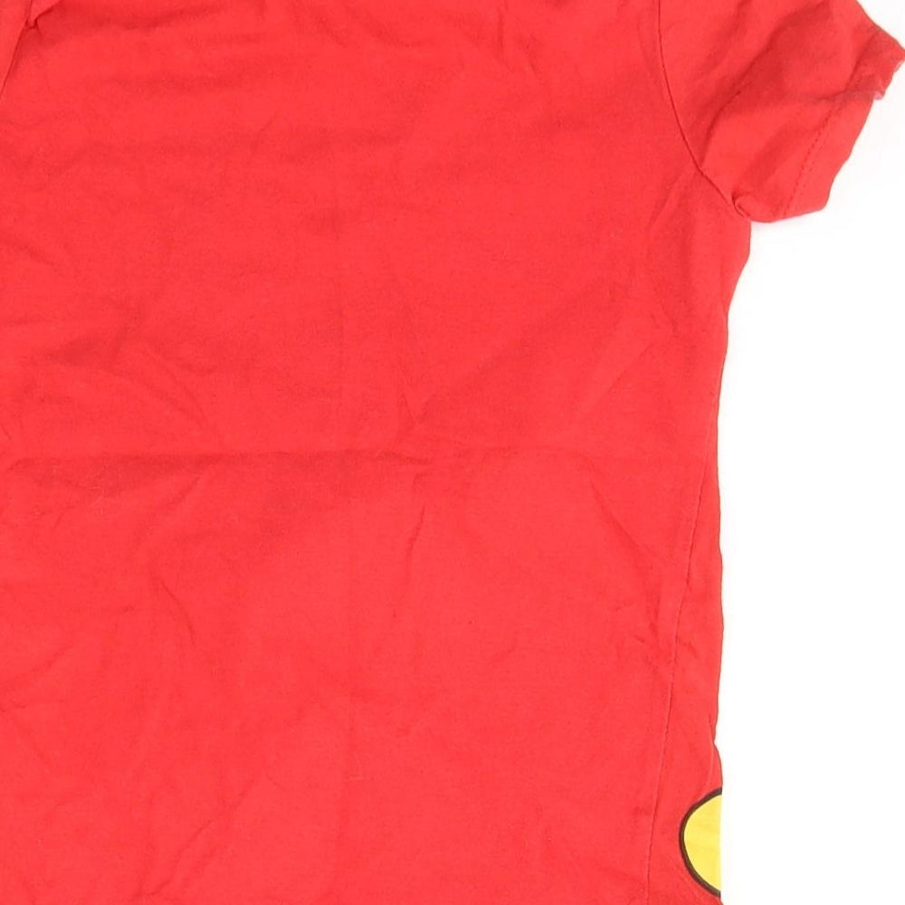 Disney Boys Red  Cotton Basic T-Shirt Size 5-6 Years Round Neck Pullover - Mickey and Friends