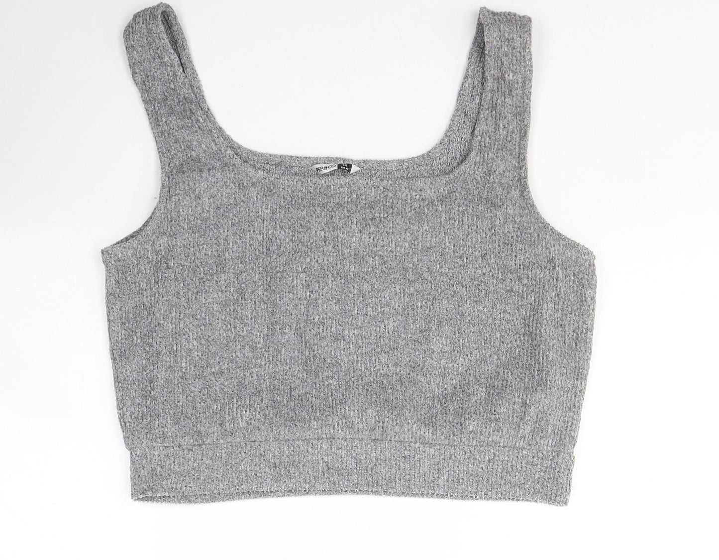 Pep&Co Womens Grey  Polyester Cropped Tank Size 14 Square Neck