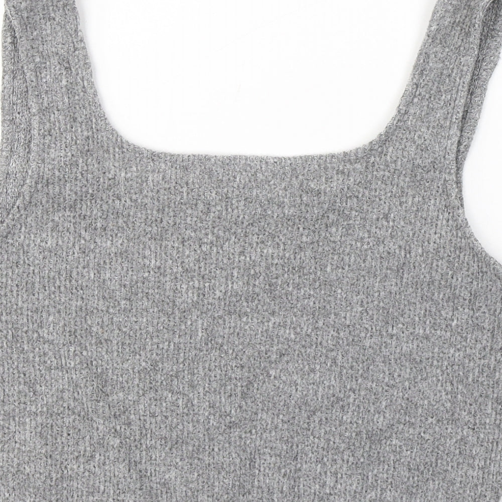 Pep&Co Womens Grey  Polyester Cropped Tank Size 14 Square Neck